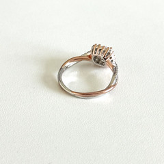 925 Sterling Silver & Rose Gold Plated Two Tone Clear CZ Sparkly Ring Size 8