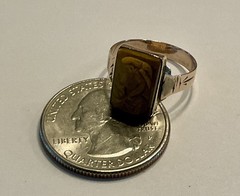 Sweet Victorian 10k Yellow Gold Carved Tiger Eye Cameo Ring 1.90 Grams Size 6