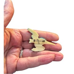 Vintage Carved Hummingbird Brooch Marked Japan Pastel Resin Figural Bird Pin