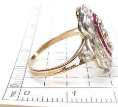 Victorian Edwardian Rose Diamond Engagement 14KY & Silver Rg Sz 6 UK-L1/2 EGLUSA