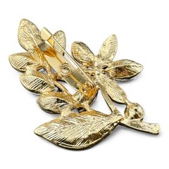Beautiful Anna & Charlotte Gold Tone & Clear Rhinestone Flower Stem Brooch