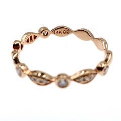 14k Solid Rose Gold Natural Diamond 2.75mm Band Ring Size 6.75