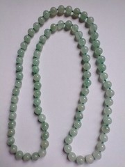 Vintage Imperial Green 8mm Jade Beaded 30″ Necklace 62g