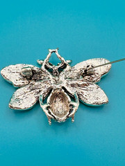 Estate Brooch Butterfly Aurora Borealis Marcasite Opalite Rhinestone Silver/Tone
