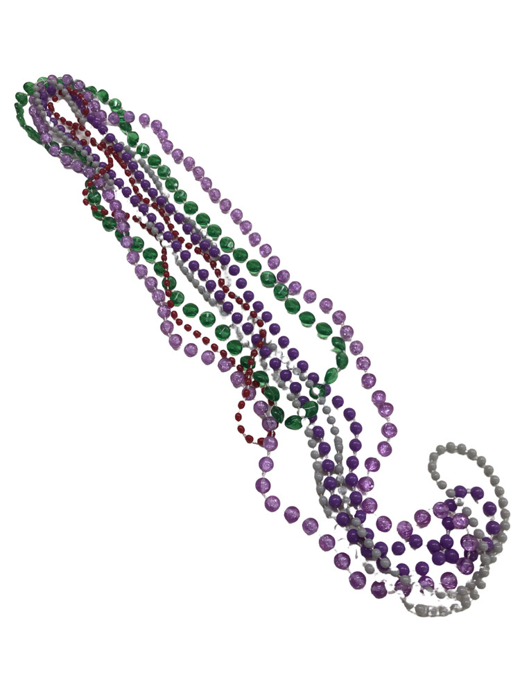 Vintage Set of 5 Plastic Beaded Necklaces Purple Green Gray 23-36″