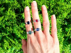 Vintage 1.83Ct Sapphire and 0.66Ct Pear Diamond Platinum Ring Circa 1980