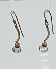 925 Crystal Drop Earrings 1.75in Sterling Silver 2g Aqua Blue Amber Tone Bicone