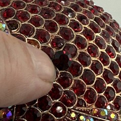 Vintage Fish Clamper Cuff Bracelet Red Pink AB Rhinestone Enamel Statement