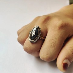 Art Deco Style Victorian handmade Black onyx Wedding Anniversary 925 Silver Ring
