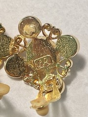 Lady Remington VTG Gold Tone Multicolor Crystal Pearl Clip Earrings 1” NOS Gift