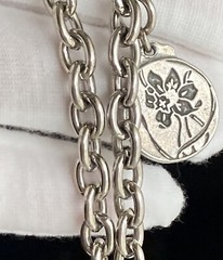 Old Forge Pewter Oval Link Bracelet Daffodil Faith Adjustable 8.5in w/ Charm 20g