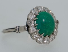Antique Platinum Turquoise Diamond Halo Ring