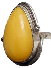 ESTATE VINTAGE STERLING SILVER EGG-YOLK BALTIC AMBER RING SIZE 5.5-FREE USA SHIP