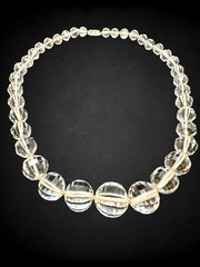 Antique Tested Cut Rock Crystal 14k GE Clasp Faceted Graduated Bead Necklace 19″