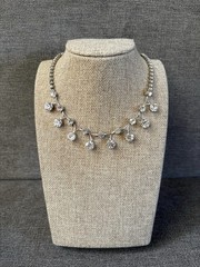 Vintage Rhinestone Necklace Choker Signed Gale Silver Tone 1950s 1960s Glows!