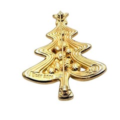Swarvoski Swan Hallmark 2001 Christmas Tree Brooch Pin Crystal Gold Plated