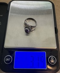 VINTAGE STERLING SILVER AMETHYST POISON RING, SIZE 5, FREE SHIPPING