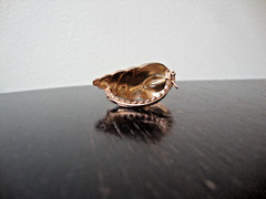 VTG 1970s SCALLOPED CONCH SHELL GOLD TONE HINGED W/SAFETY CATCH DRESS/SCARF CLIP