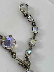 Vintage Czech Aurora Borealis Rhinestone Choker Necklace Bezel Set 1950s 15” K