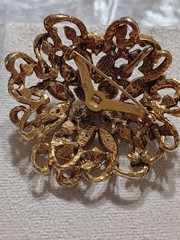 Vintage Large Florenza Rhinestone And faux pearl Brooch pendant