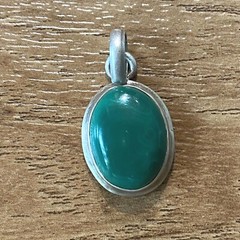 Vintage Green Onyx Oval Pendant