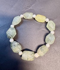 Prehnite Bracelet, Vintage Bracelet, Green Bracelet, Chunky Bracelet