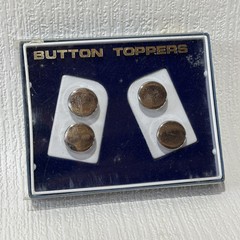 Vintage Swank Button Toppers Round Silver Tone Box Set of 4