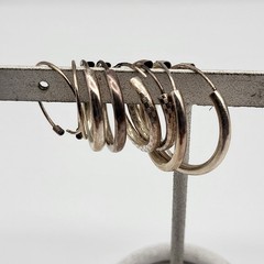 Y2K Vintage Sterling Silver Hoop Earrings Lot 4 pairs various sizes Festival