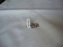 VTG 1970s STERLING SILVER STAMPED 925 ANGEL PINK CZ BIRTHSTONE SLIDE PENDANT