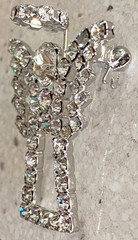 Vintage Rhinestone Guardian Angel Halo Brooch Prong Set Silver Tone 1.5″ Pin