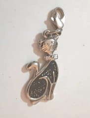 Vintage Enamel Lucky Black Cat Charm
