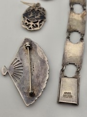 Rare Antique 1940s Siam Sterling Silver Niello Jewelry His And Hers Complete Set