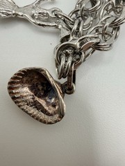 Sterling Silver Charm Bracelet Vintage Mixed Charms Heart Seahorse Cheer 30g U4