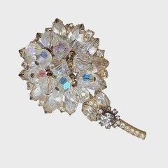 Juliana Delizza & Elste AB Rhinestone Crystal Cha Cha Flower Vintage Brooch