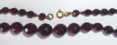 Vintage Graduated Dark Burgundy or Garnet-colored Faceted Glass Bead Necklace