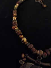Vintage Chicos Beaded Statement Necklace with Stone, Beads.Metal