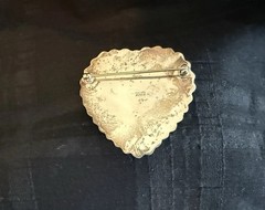 Chic Vintage 925 Sterling Silver CII Mexico Beaded Puffy Heart Brooch Old Pawn