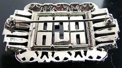 ANTIQUE LARGE LADIES STERLING SILVER ACA MARCASITE STONES PIN BROOCH 9.40 Grams