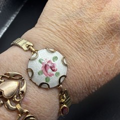 Vintage 10k Yellow Gold Filled Expansion Band Bracelet, Vintage Guilloche Rose