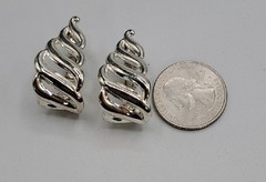 Vintage Napier Silver Tone Screw Back Clip On Earrings Twisted Silver Tone Huggi