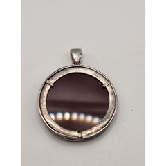 Vintage Sterling Silver Koi Fish Carnelian Pendant Round Filigree Medallion
