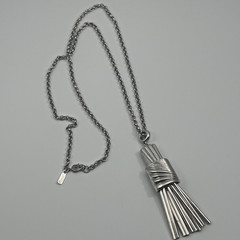 Vintage Monet Asymmetric Silver Tone Tassel Bar Waterfall Necklace Signed 27″