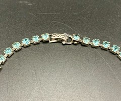 Sky Blue AB Aurora Borealis Rhinestone Festoon Necklace Prong Set Vintage 1950s