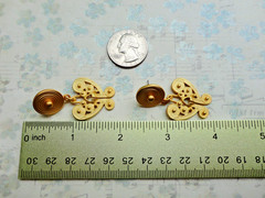 VTG TAIRONA PRE-COLOMBIAN STYLE 24K GOLD PLATED BUTTERFLY PIERCED DROP EARRINGS