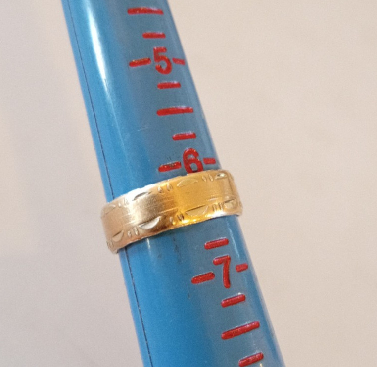 vintage 14K 1/20 Gold Filled Band Size 6.25 Hand Chased Marked SW