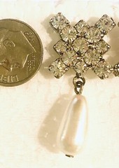 Rhinestone & Faux Pearl Dangle Earrings Classic Design Vintage