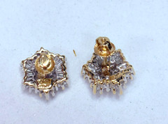 Vintage 10k Yellow Gold 1.00ct Diamond Snowflake Pierced Post Stud Earrings