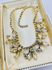 🔥Vint. AB Clear-Champagne Rhinestone Necklace Not Signed (was $99)