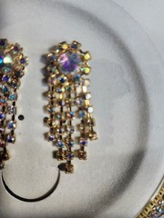 vintage aurora borealis set new/ neckless and earrings