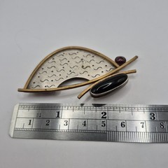 Vintage Deborah Close Sterling Silver 925 Mixed Metals Gem Abstract Pin Brooch